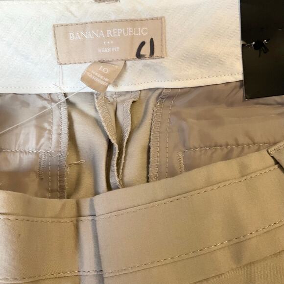 Banana Republic Women Flared Khaki Pants size 10 Beige Mid Rise Stretch NWT - Picture 7 of 10